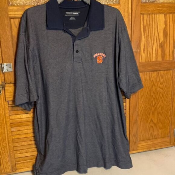 Cutter & Buck CB DryTec Syracuse Polo Shirt L/G Navy & Gray - Picture 1 of 5